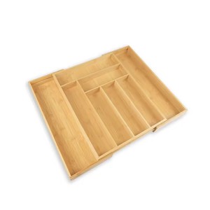 Drawer Organizer Bamboo <b>Kitchen</b> <b>Storage</b> <b>Box</b> With Compartments For Cutlery Utensil Organization Rectangular Standing Type - Product Image 5