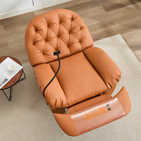 Moderner Elektrischer Einzelner Relaxsessel mit Dreh- und Schaukelfunktion, Ausziehbar und Klappbar, Holzgestell für Kleine Wohnzimmer und Balkone