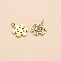 Pendentif breloque flocon de neige émaillé mignon plaqué or 18 carats en acier inoxydable PVD pour la fabrication de colliers, boucles d'oreilles et bracelets