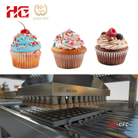 HG Volledig Automatische Custard Gevulde Cupcake Productielijn Custard Gevulde Cupcake Bakkerij Systeem met Multi-zone Tunnel Oven