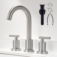 Robinet de salle de bain à 3 trous en nickel brossé, mitigeur de lavabo en laiton à double poignée, robinet commercial en gros à montage sur comptoir