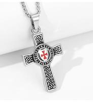 Collier Croix en Acier Inoxydable Plaqué Argent et Chaîne à Maillons Unisexe Cadeau Punk Gothique à la Mode