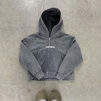 DiFan Sweat à capuche unisexe personnalisé, coupe oversize, en coton, style Hip Hop, avec blocs de couleur, fermeture éclair, effet délavé soleil, pour impression de logo, pour hommes