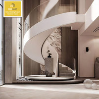 CBMmart - Kit de Escalera Artística Curva Giratoria de Aluminio para Interiores, Estructura de Acero Moderna, para Casa Dúplex