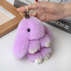 Bán buôn ánh sáng Keychain thỏ hình sang trọng bóng lông Keyring làm bằng nhựa kim loại PVC và hợp kim - Product Image 3