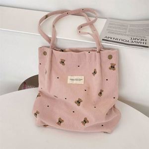 Fashionable Soft Corduroy Fabric Shoulder Handbag <b>Large</b> Capacity Shopping Tote Women's Tote Bags - Product Image 6