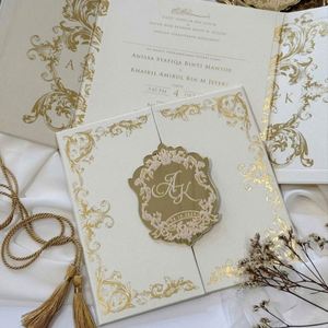 High-End Embossed Art Paper Greeting <b>Card</b> Wedding Invitation Suite with Letterpress Printing Customizable for B2B Clients - Product Image 4