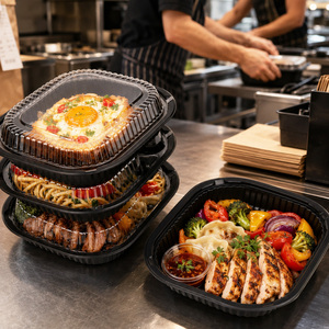 Barquette alimentaire en PP de qualité alimentaire, 1/2/3 compartiments, jetable, pour plats à emporter, compatible micro-ondes, emballage alimentaire en plastique - Product Image 1