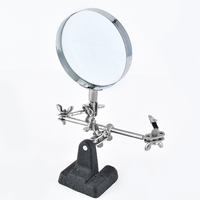 Type de service 90mm métal pince auxiliaire à trois mains atelier industriel bureau 5x loupe avec pince