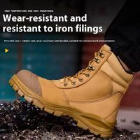 Bottes de sécurité pour hommes en cuir de vachette à tige haute, embout en acier, fermeture éclair latérale, anti-écrasement, résistantes à l'usure, bottes de travail industrielles