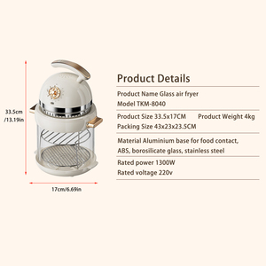 HOT Arrival 360 Visual Professional Vente en gros à bas <span class=keywords><strong>prix</strong></span> Mini friteuse à <span class=keywords><strong>air</strong></span> en verre de haute <span class=keywords><strong>qualité</strong></span> 3,5 L sans huile Friteuse à <span class=keywords><strong>air</strong></span> domestique - Product Image 4