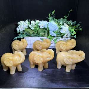 Kindfull Vente en gros Jaune <span class=keywords><strong>Calcite</strong></span> Éléphant Sculpture à la main Cristal Pierre précieuse Cristal Artisanat pour la décoration - Product Image 3