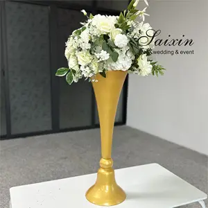 Wedding Gold Flower Vase Tall Table Centerpiece Decoration Crystal Wedding Flower Vase Stand