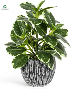 Kunstplanten Binnen Buiten, Bonte Eikenbladplant, Potplanten Kunstmatig Decor Voor Salontafel Bureaublad