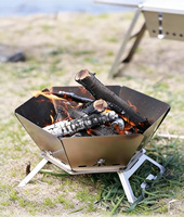 Brasero pliable en acier inoxydable 430, barbecue portable léger, brûleur à bois pour camping, jardin, barbecue