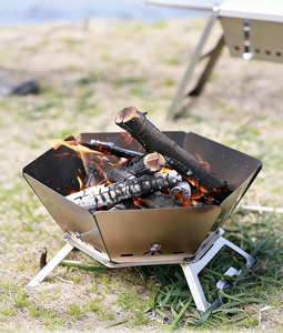 Brasero pliable en acier inoxydable 430, barbecue <span class=keywords><strong>portable</strong></span> léger, brûleur à bois pour <span class=keywords><strong>camping</strong></span>, jardin, barbecue - Product Image 4