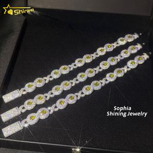 Nieuwkomers 13Mm Mode Kanarie Gele Diamant Hiphop Iced Out Moissanite Infinity Design Cubaanse Link Armband Voor Heren - Product Image 4