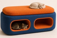 Canapé-lit pour chat en peluche avec housse amovible et lavable, canapé pour animaux de compagnie pour chats d'intérieur et petits chiens, confortable et antidérapant