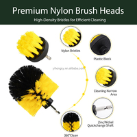 Lot de 4 brosses de nettoyage pour perceuse électrique en nylon de qualité industrielle, assorties - Kit essentiel pour le detailing automobile, approvisionnement en gros