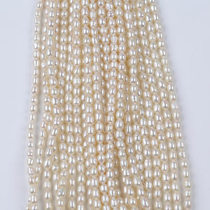 Collier en perles de Zhuji, vente en gros, baroque, double face, perles d'eau douce, 3-4 mm, blanc intense/coloré, forme irrégulière naturelle, pour bricolage - Product Image 1