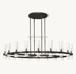 Amerikaanse Loft Retro Kandelaar Glazen Hanger Verlichting Restauratie Restaurant Licht Messing Glas Ring Kroonluchter - Product Image 3