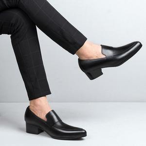 Nuevos zapatos de cuero casuales de hombre con punta en pico y tacón alto, zapatos formales de negocios de cuero para hombre, zapatos de hombre con punta poco profunda. - Product Image 4