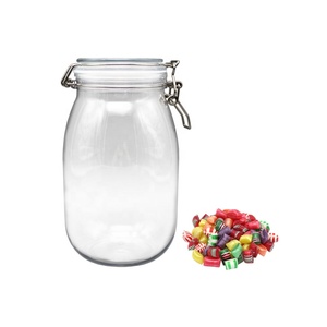 1650ml <span class=keywords><strong>kilner</strong></span> redonda para mascotas de plástico de calidad alimentaria, material tarro de almacenamiento con cerradura de metal para embalaje niño dulces fruta seca loco - Product Image 1