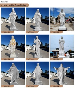 YOUFINE Estatua de Jesús en Mármol, Sagrado Corazón de Cristo con Brazos Abiertos, Escultura Religiosa Tallada <span class=keywords><strong>a</strong></span> Mano para Iglesia y Jardín - Product Image 2