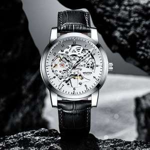 Wholesale Automatic Mechanical Men's Wrist Quartz <b>Watches</b> Round <b>Case</b> Visible Mechanism Stainless Steel Band Glass Dial Window - Product Image 4