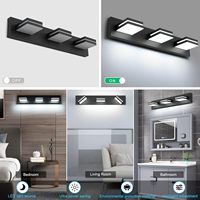 Applique murale carrée moderne à 3 lumières LED pour miroir, en fer, à intensité variable, pour intérieur