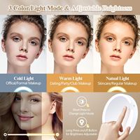 Miroir de maquillage pliable à double face avec rotation à 360 degrés, miroir de table rechargeable par USB avec éclairage LED