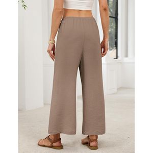 FOXA Linen Wide Leg <b>Pants</b> Woman High Waist Palazzo <b>Pants</b> With Pockets Breathable Casual <b>Summer</b> Outfits Spring Beach Vacation - Product Image 5