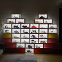 Nouveau produit boîte à chaussures intelligente armoire côté ouvert haute lumière LED transparente filet anti-oxydation boîte d'affichage
