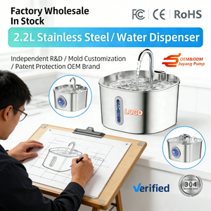 맞춤형 로고 2.2L 스테인리스 스틸 반려동물 음수대 초저소음 자동 급수기 (고양이용) - Product Image 1