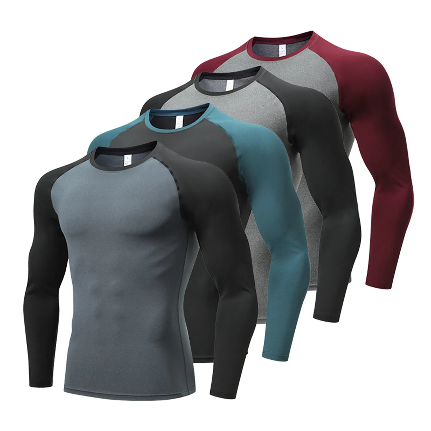 Men s Compression Quick Dry Gym Clothes Long Sleeve Moisture wicking Running Training T Shirts