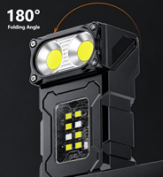 Lampe à clipser portable pour casquette avec un angle de 180° °   Lampe de poche LED COB rechargeable par USB, rotative, pour le camping, les situations d'urgence, avec avertissement RGB