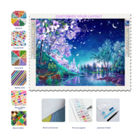 Kit de Peinture Diamant 5D Licorne Nuit de Glycine, Kit Complet DIY pour Artisanat Artistique, Décoration Intérieure, Cadeau pour Femmes, Adultes et Adolescents
