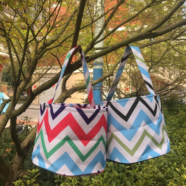 Eco-Friendly Feminine Large Capacity Water Ripple Blue and Pink Recycled  Decorative Easter Baskets for Eggs Hunting