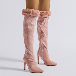 <span class=keywords><strong>Bottes</strong></span> à talons hauts et <span class=keywords><strong>fins</strong></span> pour femme, <span class=keywords><strong>bottes</strong></span> à manches pointues en dentelle, à la mode, au-dessus du genou, <span class=keywords><strong>bottes</strong></span> longues pour femme, nouvelle collection 2022 - Product Image 4