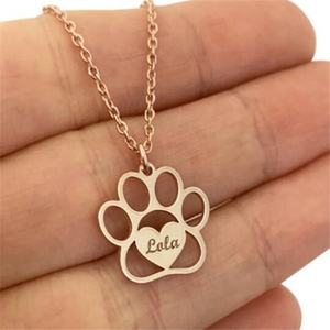 Yiwu Aceon-colgante de acero inoxidable con huella de oso para niño, collar con nombre de pata de mascota, gato, perro, huella de oso personalizada - Product Image 4