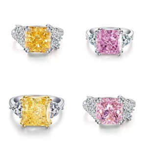 Gema Sintética de Circonita Cúbica con Corte de Hielo Triturado de Grado 5A+, 7x7mm a 10x10mm, Corte Cuadrado, Color Amarillo Intenso, para Anillo - Product Image 5