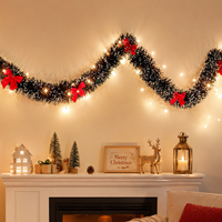 Guirlande de Noël en Tinsel Brillant de 2M – Ruban Festif Épais Fait Main pour Décoration de Sapin, Fête, Maison et Mur