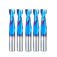 Fraise à queue conique à double dent en carbure monobloc revêtu Nano Blue, queue de 1/8, 1/4, 1/2, 3, 4, 6 mm, pour routeur CNC, sculpture 3D du bois