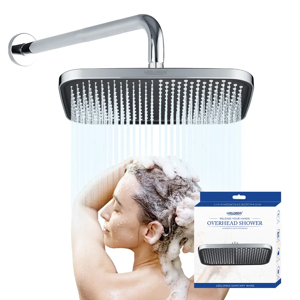 Leelongs Factory Hot-sale Comfortable 30*20cm Bathroom Fixed Shower Head Rectangle Plastic rain showerhead