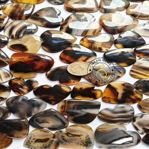 Agate de Montana naturelle, forme fantaisie, percée sur le devant, agate de Montana lisse en forme de cœur, pierres semi-précieuses pour la création de bijoux. - Product Image 3