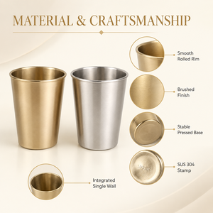 Vaso de Oficina de Acero Inoxidable 304 de Una Sola Capa, 200ml-680ml, Acabado Satinado Cepillado, Moderno y Minimalista, con Logotipo Personalizado, Venta al Por Mayor - Product Image 3