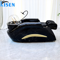 Salon de coiffure de beauté de luxe équipement de salon complet électrique tête de spa cascade lavage des cheveux chaise de massage shampooing lit avec vapeur