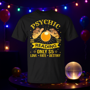 Camiseta Psychic Reading para adulto, corte regular, manga corta, mezcla de algodón y poliéster, novedades para fiestas - Product Image 3