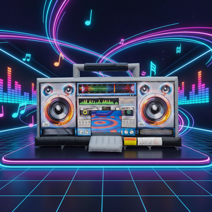 新款 Leap Music 跳跃收音机帐篷户外充气弹跳屋跳跃城堡，适合篮球运动中的跳跃乐趣 - Product Image 1