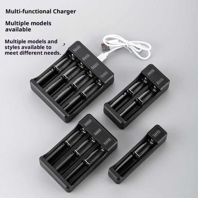 Lithium Battery Charger 18650 21700 Intelligent Fast Charging Multi-Slot USB Powered Plastic Charging Box with Turn Light